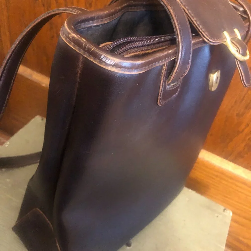 Vintage Liz Claiborne Lush Brown Leather Classic Shoulder Bag / Satchel - Picture 6 of 16